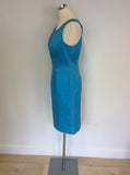 LK BENNETT TURQOUISE COTTON PENCIL DRESS SIZE 12