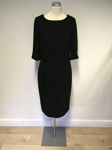 HOBBS BLACK SHORT SLEEVE PENCIL DRESS SIZE 12