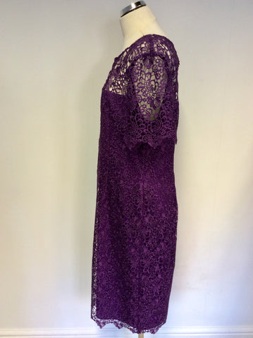 BRAND NEW GINA BACCONI PURPLE LACE SPECIAL OCCASION DRESS SIZE 18