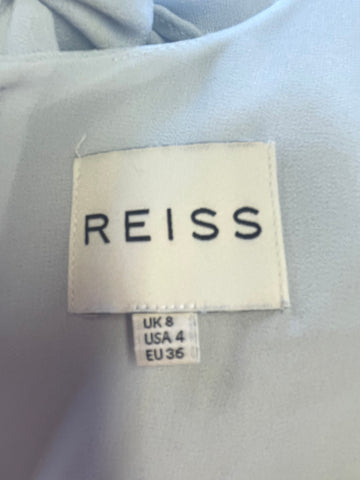 REISS MONICA iCE BLUE BACK BOW DETAILED SLEEVELESS OCCASION DRESS SIZE 8