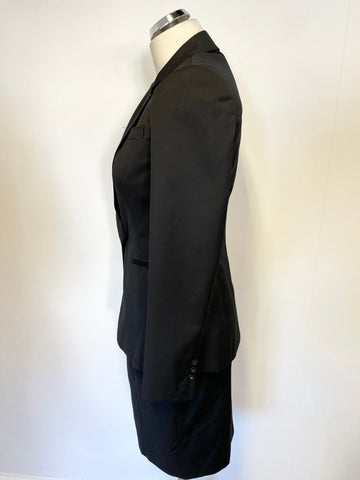 TED BAKER BLACK WOOL BLEND TAILORED JACKET & MATCHING PENCIL DRESS SIZE 2 UK 10