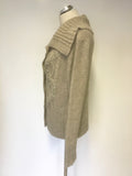 PARAPHASE OATMEAL BEIGE CHUNKY CABLE KNIT CARDIGAN SIZE XL