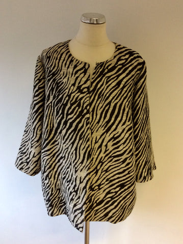 MARINA RINALDI BLACK & BEIGE CHITTARRA ZEBRA PRINT JACKET SIZE 25 UK 20