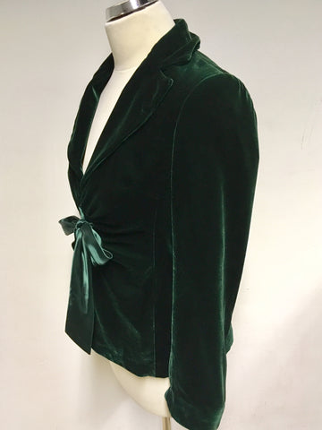 PRÉCIS PETITE EMERALD GREEN VELVET JACKET & TROUSER SUIT SIZE 8