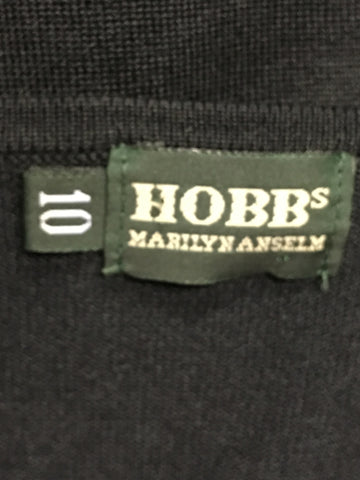 HOBBS BLACK SILK FINE KNIT WRAP AROUND 3/4 SLEEVE TOP SIZE 10