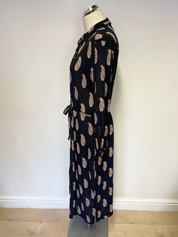 TOAST BLACK PRINT LONG SLEEVE MIDI DRESS SIZE 12