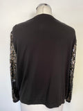 RIANI BLACK SEQUINNED EDGE TO EDGE CARDIGAN SIZE 14