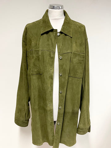 GALERIE BIRKEMEYER OLIVE GREEN SUEDE SHIRT/ JACKET SIZE XL