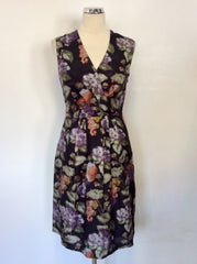 LAURA ASHLEY BLACK PRINT SILK DRESS SIZE 8