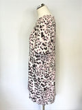 WHISTLES MEGHAN PINK & BLACK LEOPARD PRINT SHORT SLEEVE SHIFT DRESS SIZE 14
