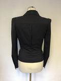 VIVIENNE WESTWOOD NAVY BLUE WOOL PLEATED TRIM FITTED JACKET SIZE 40 UK 8