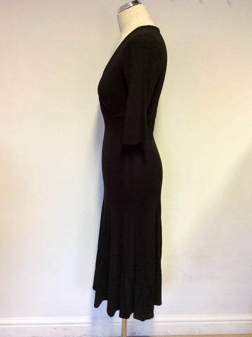 HOBBS BLACK V NECKLINE SHORT SLEEVE DRESS SIZE 10