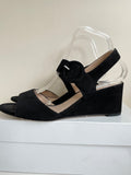 LK BENNETT BLACK SUEDE WEDGE HEEL SANDALS SIZE 6/39
