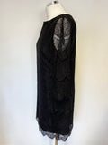 MONSOON BLACK LACE 3/4 SLEEVE SHIFT DRESS SIZE 14