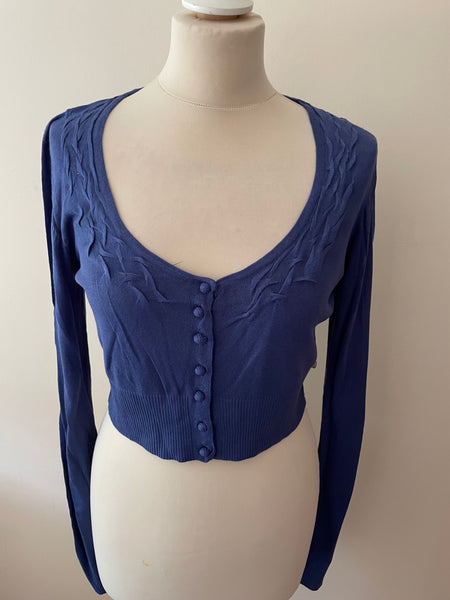 OUI MOMENTS BLUE LONG SLEEVE SHRUG SIZE 12