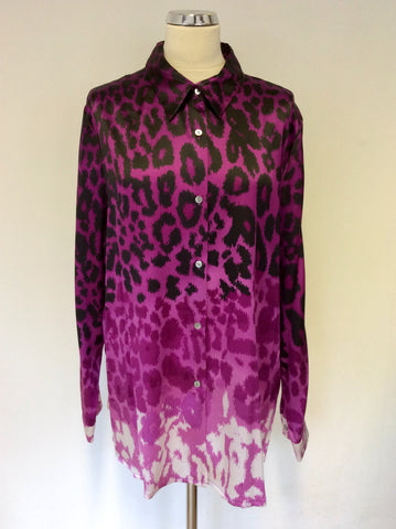 BRAND NEW SPIRITO DI ARTIGIANO PINK SILK LEOPARD PRINT SHIRT SIZE 20