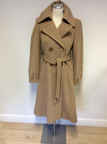 BRAND NEW BETTY JACKSON CAMEL BELTED KNEE LENGTH WOOL BLEND COAT SIZE 12