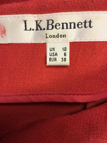 LK BENNETT RED CIGARETTE PANTS SIZE 10 EX SAMPLE