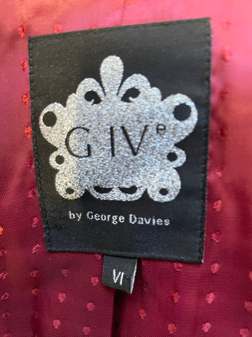 GIVe BY GEORGE DAVIES BLACK VELVET SPECIAL OCCASION COAT SIZE V1 UK 16