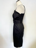 LK BENNETT BLACK THIN STRAP BELTED PENCIL PENCIL DRESS SIZE 8
