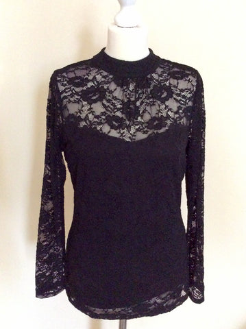 COAST BLACK LACE LONG SLEEVE TOP SIZE 12