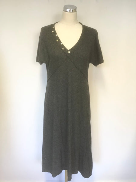 WHITE STUFF GREY KNIT SHORT SLEEVED A LINE DRESS SIZE 14