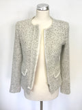 BRAND NEW WITH DEFECT HELENE FOR DENIM WARDROBE LIGHT GREY TWEED JACKET SIZE 8