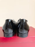 VINTAGE BALLY BLACK & WHITE PATENT LEATHER BOW TRIM FLAT SHOES SIZE 4.5/37.5