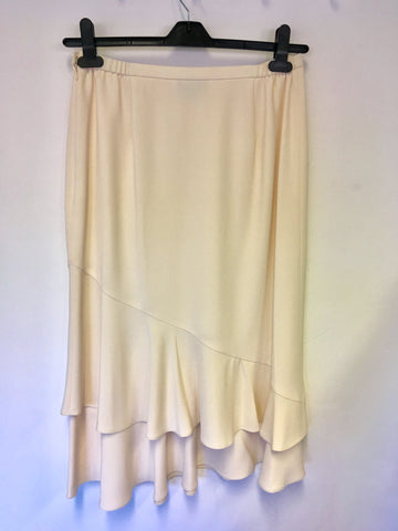 JACQUES VERT CREAM TIERED CALF LENGTH SKIRT SIZE 12