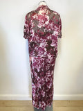 COUNTRY CASUALS MULBERRY & PINK FLORAL PRINT SPECIAL OCCASION DRESS & MATCHING JACKET SIZE 14