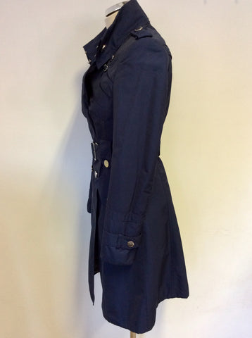 KAREN MILLEN DARK BLUE TRENCH COAT/MAC SIZE 10