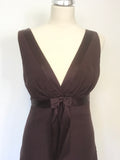 TED BAKER BURGUNDY SILK SLEEVELESS DIT & FLARE SPECIAL OCCASION DRESS SIZE 2 UK 10