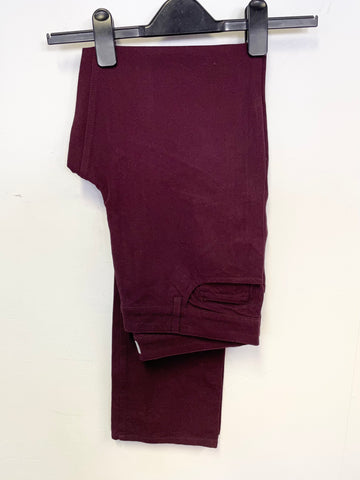 JIGSAW BURGUNDY STRETCH COTTON STRAIGHT LEG JEANS SIZE 12