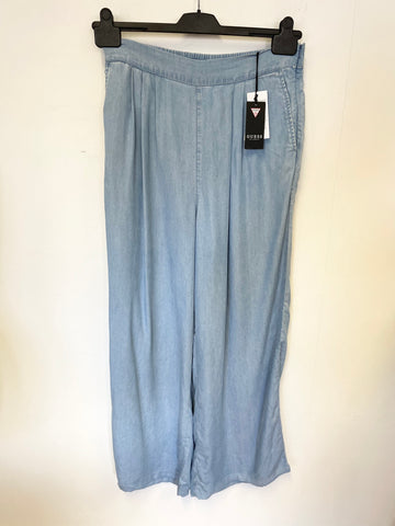 BRAND NEW GUESS IRIS LIGHT BLUE WIDE LEG TROUSERS SIZE 6 UK 10