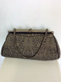 BRAND NEW ACCESSORIZE BRONZE & BLACK PRINT APPLIQUÉ TRIM HANDBAG