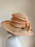 UNBRANDED APRICOT BOW & FLOWER TRIM FORMAL HAT