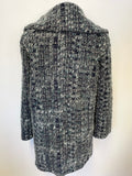 PER UNA NAVY & TEAL BOUCLE WEAVE WITH ALPACA JACKET SIZE 12