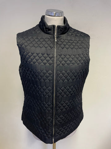 PLANET BLACK QUILTED SLEEVELESS GILET SIZE 14