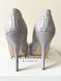 LK BENNETT ANDIE BIRCH (LIGHT GREY SNAKESKIN LEATHER PLATFORM SOLE HIGH HEELS SIZE 7.5/41