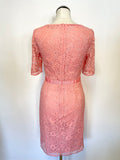 JAEGER CORAL LACE SHORT SLEEVED SPECIAL OCCASION PENCIL DRESS SIZE 8