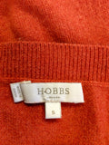 HOBBS BURNT ORANGE WOOL & CASHMERE OVERSIZE JUMPER SIZE S