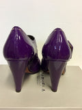 KURT GEIGER PURPLE PATENT BUCKLE TRIM HEELS SIZE 4/37