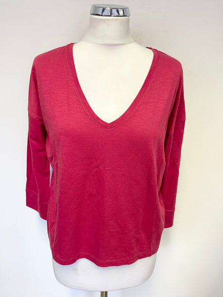 PURE COLLECTION DARK PINK V NECKLINE 3/4 SLEEVE TOP SIZE 10