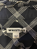 WHISTLES BLACK & CREAM PRINT 100% SILK LONG SLEEVED TOP SIZE 16