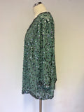 BRAND NEW SPIRITO DI ARIGIANO SMOKEY GREEN SUMMER SEQUIN GEORGETTE JACKET SIZE 22