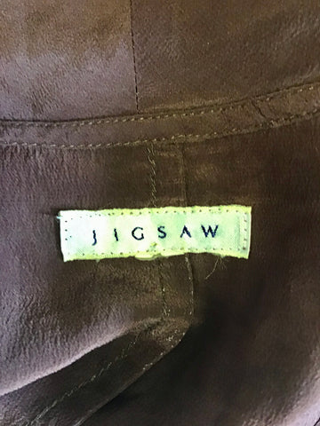 JIGSAW BROWN SILK TIE BACK BLOUSE SIZE 12