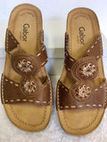 GABOR COMFORT TAN LEATHER SLIP ON MULES SIZE 4.5/37.5 G