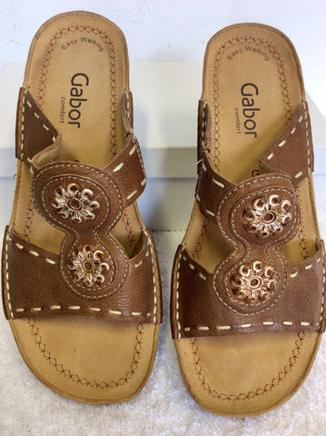 GABOR COMFORT TAN LEATHER SLIP ON MULES SIZE 4.5/37.5 G