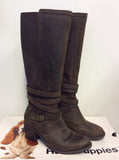 BRAND NEW HUSH PUPPIES BROWN WAX LEATHER KNEE LENGTH BOOTS SIZE 6/39