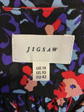 JIGSAW BLACK FLORAL PRINT TEA DRESS SIZE 14